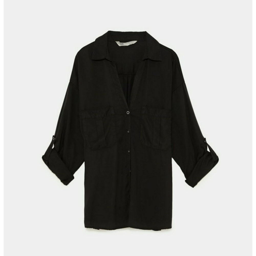 ZARA // tencel lyocell flowy snap button shirt - Picture 5 of 15